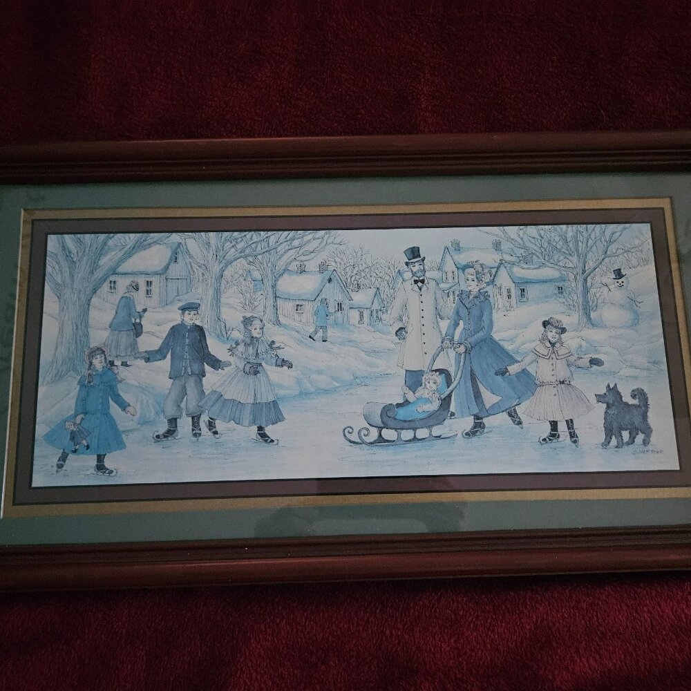vintage Victorian ice- skating family /winter this is a beautiful pic